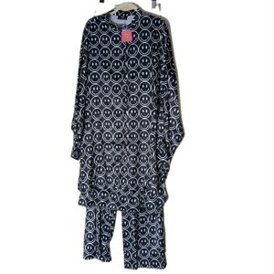 Dressed In Lala Smiley Face Women's Medium M Satin Playsuit Lounge Current Mood